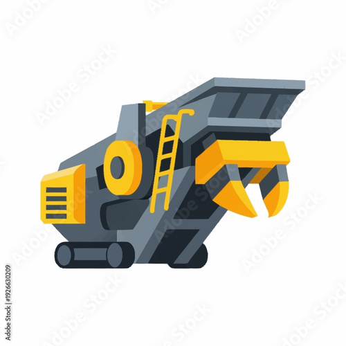 Heavy-duty industrial rock crusher machine for mining and construction.