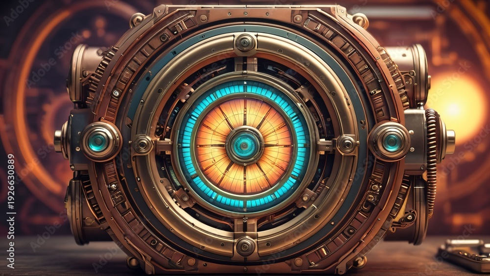 Obraz premium Sci-Fi Energy Core Reactor Close View