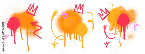 set can spray drips stains with paint drips graffiti style background