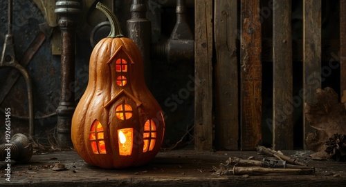 Haunted house shaped carved...