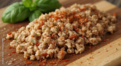 Minced chicken blended with...