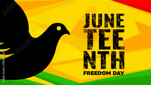 Juneteenth Freedom Day banner with dove silhouette -  - vector illustration