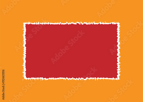 Red Torn Paper Frame on Orange Background – Ripped Edge Banner Template Vector