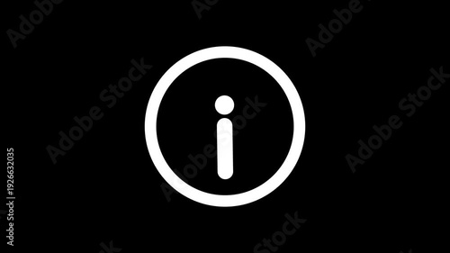 Minimalist Logo Design with Black Upper Half and White Lower Section Featuring 'i' in Circle on Transparent Animation Background