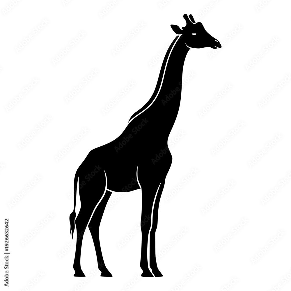 Fototapeta premium Minimal Giraffe Silhouette Vector Logo – Black Wildlife Animal Icon Isolated on White