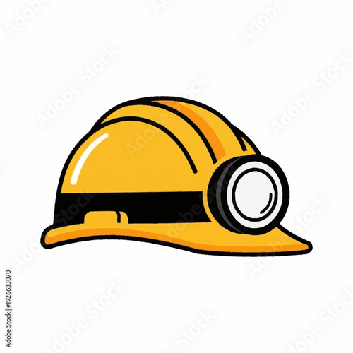 Yellow Hard Hat with Headlamp Safety Equipment.