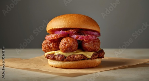 Rich burger loaded with ten...