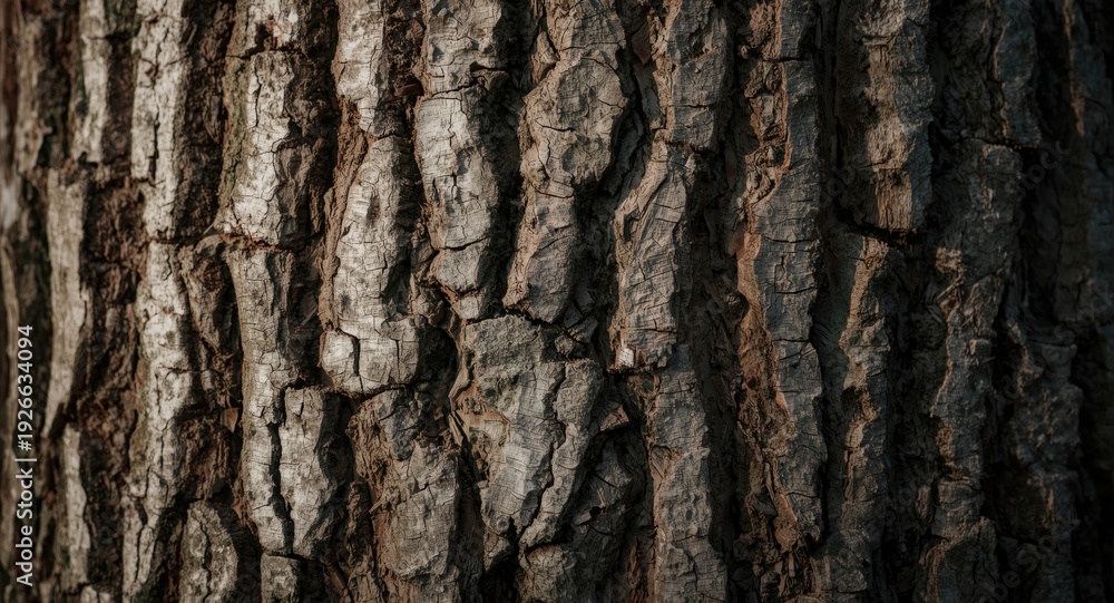 Obraz premium Macro detailed image of tree bark's rugged exterior