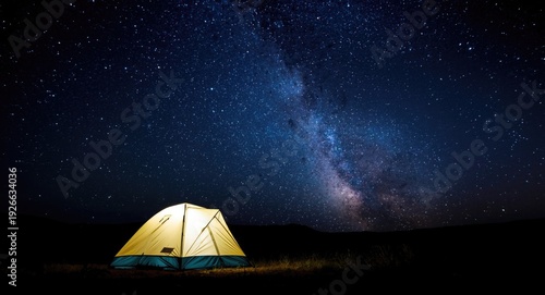 Luminous tent pitched under...
