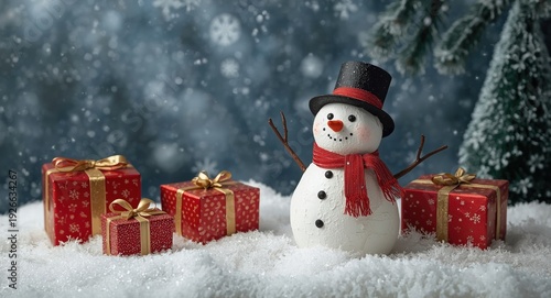 Whimsical snowman scene wit...