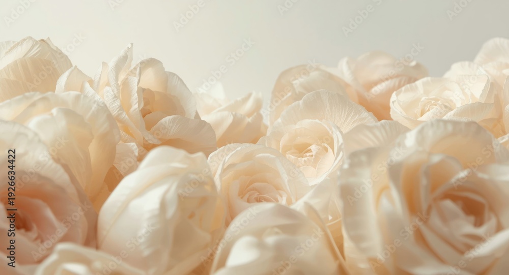 Fototapeta premium Tightly framed view of stunning faux flowers placed on a simple white background