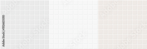 Tile kitchen pattern and pool ivory ceramic set, white minimal kitchen scene studio, ceramic tile wall or floor. Beige seamless tile grid background, vector illustration.