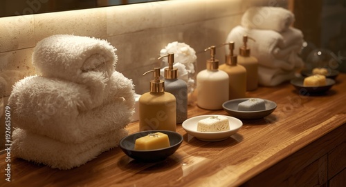 Bathroom wooden surface ado...