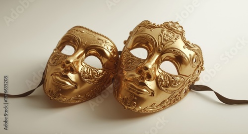 Ornate golden film masks pr...