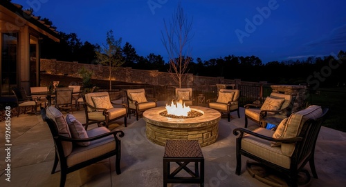 Outdoor fire pit casting a ...
