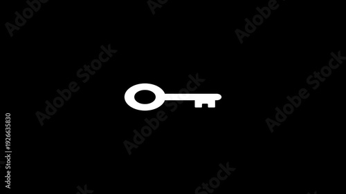 White Key Icon on Split BlackWhite Transparent Animation Background Minimalist Design