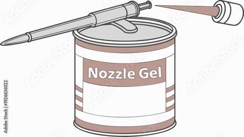 A vector graphic illustration of a nozzle gel can with a pen applicator