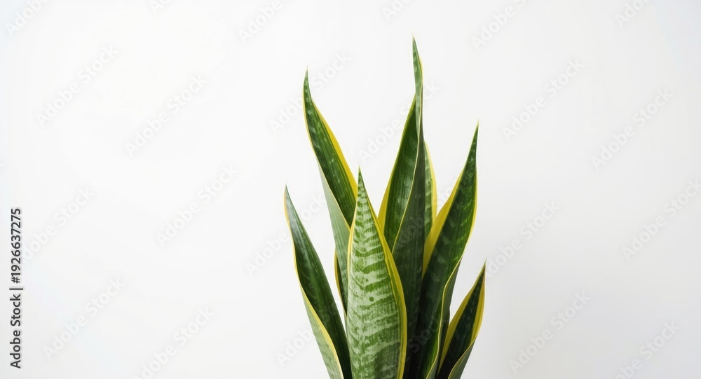 Obraz premium Tall Sansevieria laurentii snake plant with vibrant leaves isolated on a clean white background