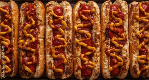 Grilled hot dogs with contr...