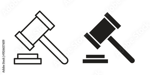Gavel icon collection with multiple styles. EPS10