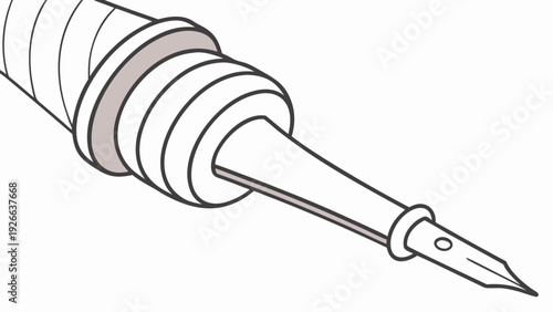 A detailed vector illustration of a fountain pen nib and barrel in a minimalist style