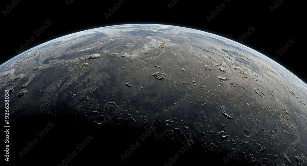 Fototapeta premium Surface of the moon illustrated realistically as natural satellite of Earth