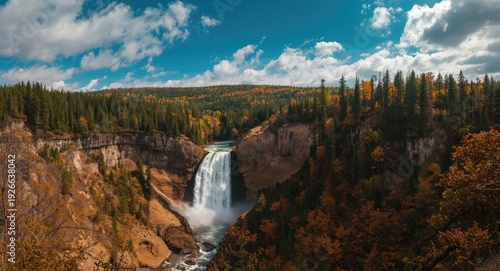 Wide scene of a massive wat...
