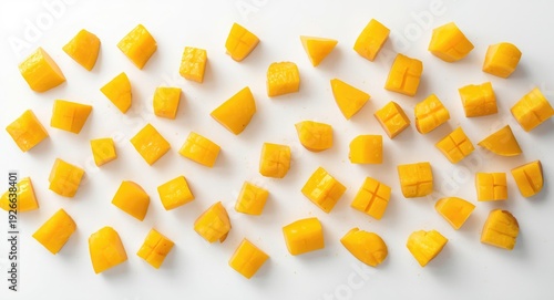 white background mango cube...