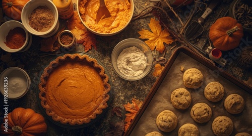 Cozy autumn baking with pum...