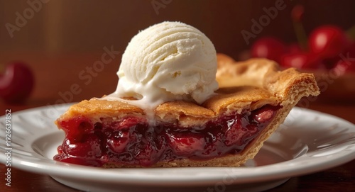 Slice of cherry pie dessert...