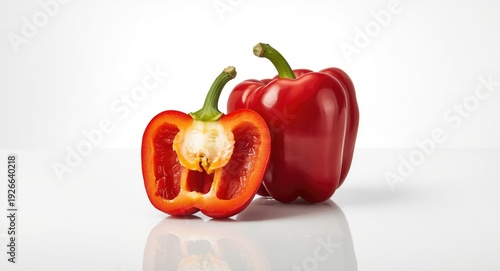 Red bell pepper half and wh...