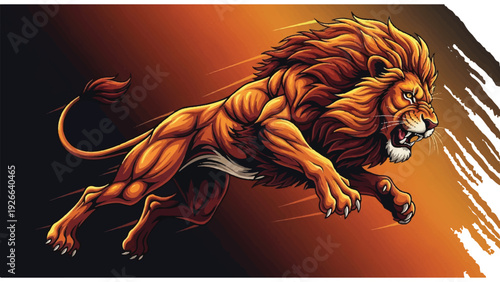 Majestic Lion Illustration with Flowing Mane 1.