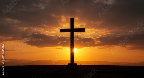 Symbolic cross bathed in wa...