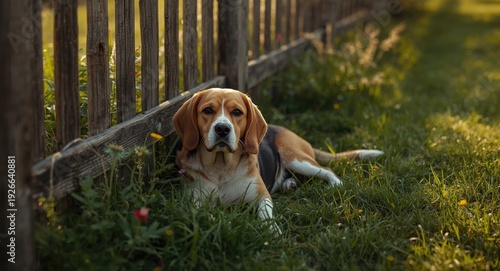 Content beagle resting next...