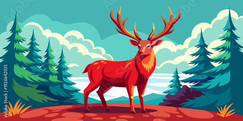 Majestic Red Deer Stag with Antlers Wildlife Photography