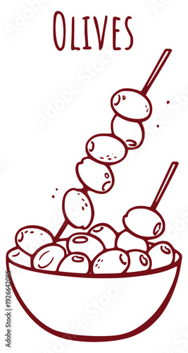 Olives with skewered green olives