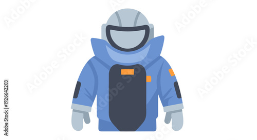 Bomb disposal technician in protective gear standing against a plain backdrop