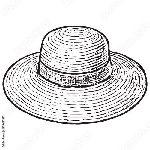 Straw Sun Hat Vector for Summer Picnic and Beach Essentials