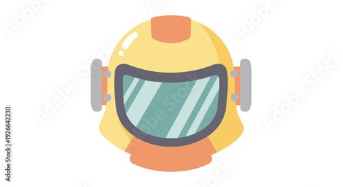 A yellow astronaut helmet illustration viewed from the front on a plain background