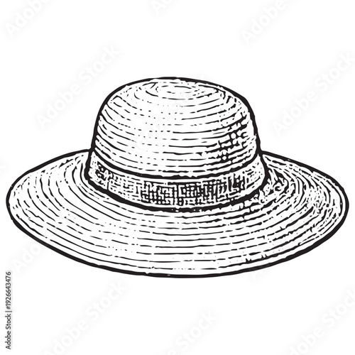Straw Sun Hat Vector for Summer Picnic Accessories