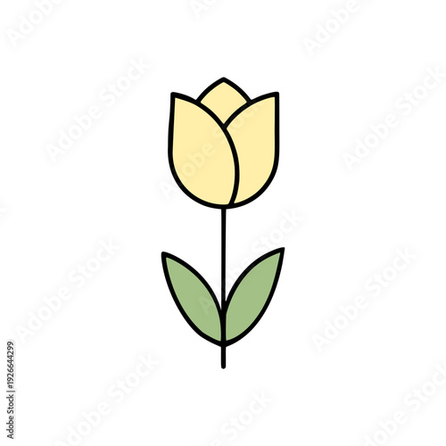 シンプルなチューリップのカラーアイコン　イエロー
