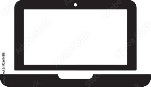 Minimalist line drawing of a laptop with a closed screen and keyboard visible
