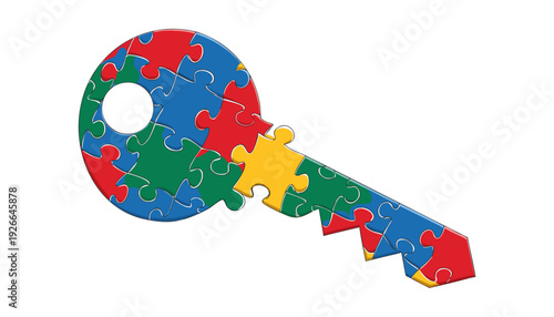 A colorful puzzle key icon representing problem solving and creativity