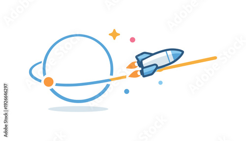 Decisive execution after preparation and alignment expressed through cosmic commitment, a spacecraft locking onto a single straight forward path after