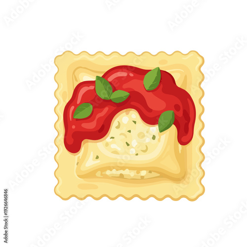 Ravioli Pasta Realistic Flat Vector Italian Food