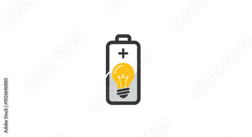 Battery with lightbulb energy concept.