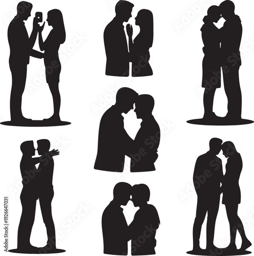 couples in various romantic poses and gestures