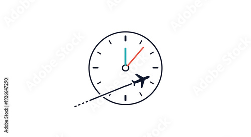 Airplane on clock face moving fast.