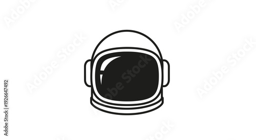 Astronaut Helmet Simple Line Art Illustration.