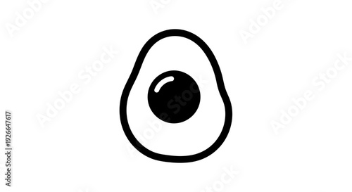 Avocado Fruit Illustration Isolated Black White.